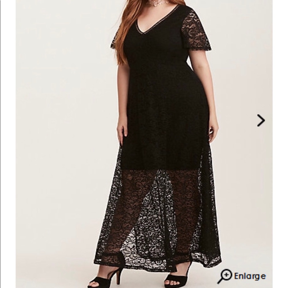 Black V Neck lace maxi dress from Torrid